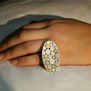 Gold & Sterling Silver Blue Iolite Cocktail Ring